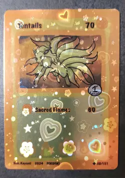 Tentails (Ninetales) 38/151 - Heart Holo Pokidoki First Edition Fan Art Pokemon - Image 1