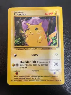 Pokemon Pikachu Yellow Cheeks Base Set 1999 Card #58/102 Vintage NM Condition - Image 1