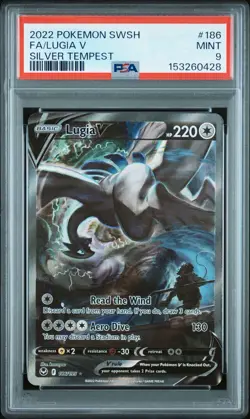 2022 Pokemon Lugia V (Alt Full Art) 186/195 SWSH Silver Tempest PSA 9 - Image 1