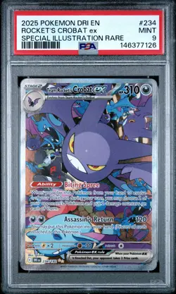 2025 POKEMON DRI EN-DESTINED RIVALS #234 TEAM ROCKET'S CROBAT EX PSA 9 - Image 1
