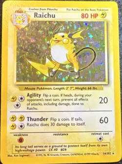 Raichu 14/102 Pokemon Base Set Holo Rare 1999 Vintage Hologram Card WOTC✨💎💯✨ - Image 2