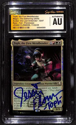 CGC Auth Signed Jessie Flowers MTG Toph, the First Metalbender ATLA R 0247 Foil - Image 1