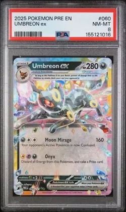 2025 POKEMON PRE EN-PRISMATIC EVOLUTIONS #060 UMBREON EX PSA 8 - Image 1