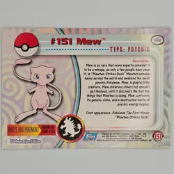 Pokemon Topps 2000 Pokemon Mew #151 TV Animation Series 3 Blue Label Non-Holo - Image 2