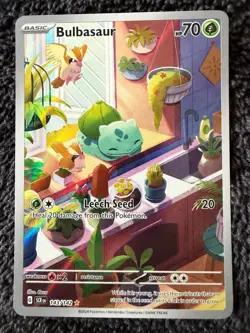 Pokemon Stellar Crown Bulbasaur Illustration Rare 143/142 NM - Image 1