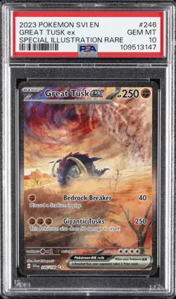 PSA 10 Great Tusk EX 246/198 Scarlet & Violet Base Set SIR Pokemon TCG - Image 1