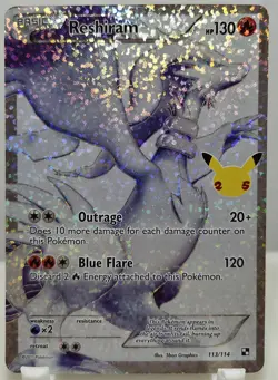 Reshiram Holo Classic Collection Celebrations Pokemon Unplayed 113/114 NM/M - Image 1