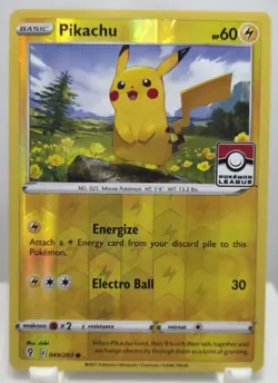 Pikachu Evolving Skies Reverse Holo 049/203 Pokemon League Stamp Promo NM/M - Image 1