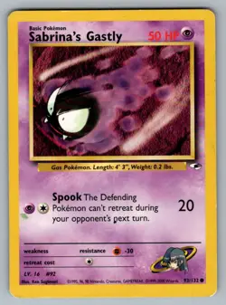 Sabrina's Gastly 93/132 Common Gym Heroes Pokemon MP - Image 1