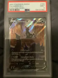 Pokemon Evolving Skies Umbreon V 189/203 Alternative Art Alt Holo Foil PSA 9 - Image 1