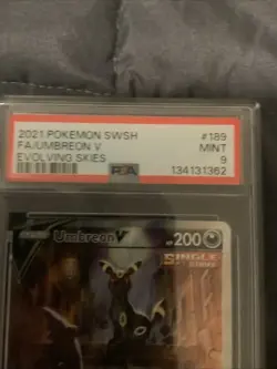 Pokemon Evolving Skies Umbreon V 189/203 Alternative Art Alt Holo Foil PSA 9 - Image 3