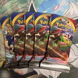 Pokemon TCG Sword & Shield Sleeved Booster Packs - Lot Of 5 - NEW SEALED! - Image 1