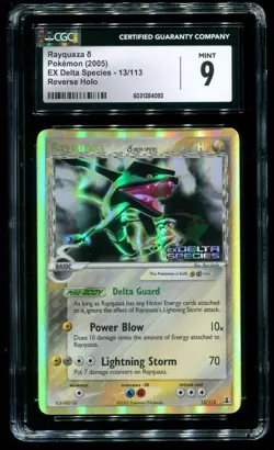 CGC 9 Rayquaza Reverse Holo Rare EX Delta Species 2005 Pokemon Card #13 - Image 1