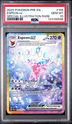 2025 POKEMON PRE EN-PRISMATIC EVOLUTIONS #155 ESPEON EX PSA 10 - Image 1