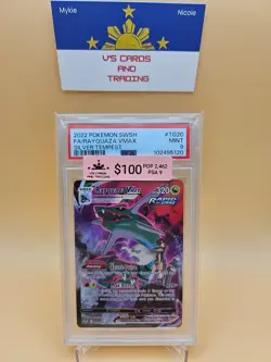 Pokemon 2022 Rayquaza VMAX TG20 Full Art Trainer Gallery Silver Tempest PSA 9 - Image 1