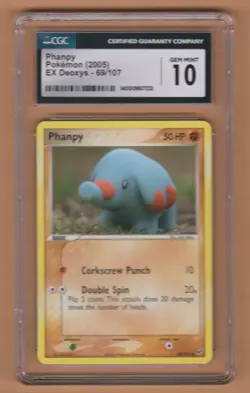 PHANPY POKEMON 2005 EX DEOXYS 69/107 CGC 10 GEM MINT ** FREE SHIPPING ** - Image 1