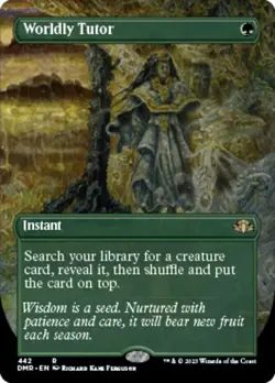 1x (442) Worldly Tutor - BORDERLESS MTG Dominaria Remastered NM Magic Regular - Image 1