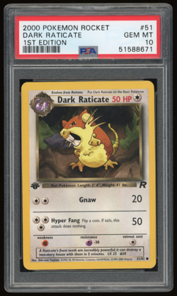 2000 POKEMON ROCKET 1ST EDITION #51/82 DARK RATICATE PSA 10 - Image 1