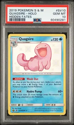 2019 POKEMON SUN & MOON HIDDEN FATES #SV10 QUAGSIRE-HOLO PSA 10 - Image 1