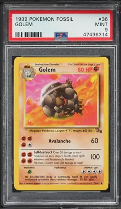 1999-2000 Red Logo Golem 36/62 Pokemon PSA 9 Fossil - Image 1