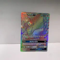 Pokemon TCG Tauros GX Full Art Holo Rainbow Rare Card Sun & Moon 156/149 LP-MP - Image 1