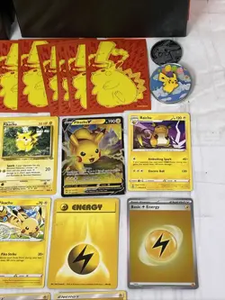 Pokemon TCG Vintage & Modern Pikachu 17 NM/MINT Card ETBs Pin & Coin Lot 🔥 🔥⚡ - Image 5
