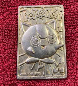 1999 Pokemon 23K Gold Plated Jigglypuff Trading Card Burger King Lmtd Edition B5 - Image 1