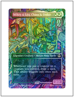 1x Mikey & Leo, Chaos & Order, Borderless Showcase Art Foil 0200, Magic MTG NM - Image 1