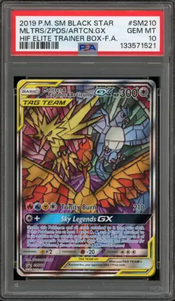 Pokemon Moltres & Zapdos & Articuno GX Hidden Fates ETB FA Promo SM210 PSA 10 - Image 1