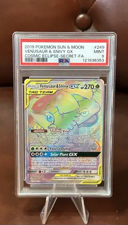 Pokemon - Venusaur & Snivy GX (Secret) 249/236 Sm-Cosmic Eclipse Holo - FA Rare - Image 1