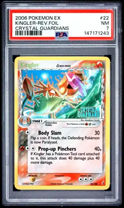 2006 Pokemon Crystal Guardians Kingler 22 Rev Holo FRESHLY GRADED PSA 7 NM - Image 1