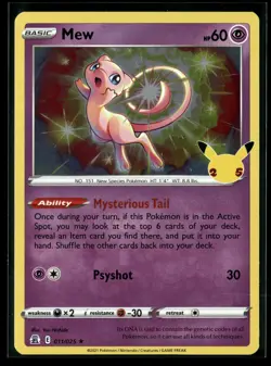 Mew 011/025 Holo Rare Celebrations Pokemon NM/M - Image 1