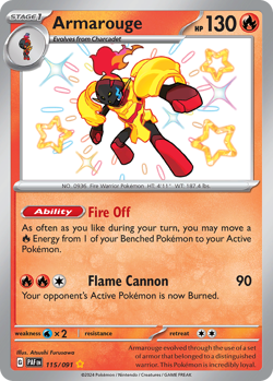 Armarouge 115/091 Shiny Rare Paldean Fates Pokemon NM/M - Image 4