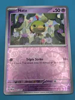 Pokemon Natu 025/091 English Paldean Fates Reverse Holo NM - Image 1