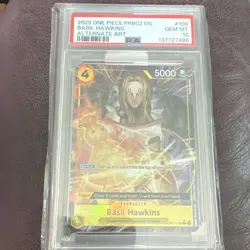 One Piece CCG Basil Hawkins OP10-109 Alt Art Foil PRB02 EN PSA 10 Graded - Image 1