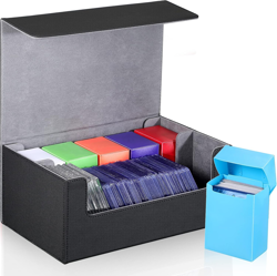 7 Pcs Deck Card Boxes, 1 Leather Deck Storage Case with 6 Plastic Trading Card S - Image 1