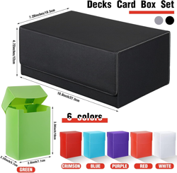 7 Pcs Deck Card Boxes, 1 Leather Deck Storage Case with 6 Plastic Trading Card S - Image 2