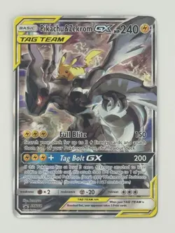 Pokemon Pikachu & Zekrom GX TAG TEAM GX Promo Holo SM168 English Card - Image 1