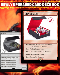 Trading Card Storage Box - 4 Rows MTG Deck Box, 3000+ TCG Deck Case Has 6 Card F - Image 2