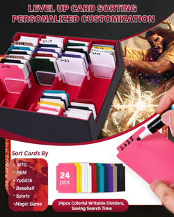 Trading Card Storage Box - 4 Rows MTG Deck Box, 3000+ TCG Deck Case Has 6 Card F - Image 5