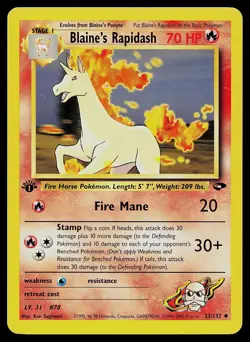Pokemon Gym Challenge 33/132 Blaine's Rapidash 1st Edition Pokemon Card - Image 1