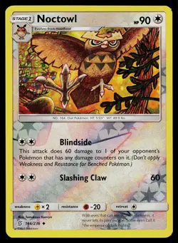 Pokemon Card Unified Minds Noctowl 166/236 Uncommon Reverse Holo - Image 1