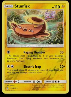 Pokemon Card Unbroken Bonds Stunfisk 56/214 Rare Reverse Holo - Image 1