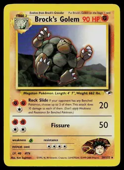 Pokemon Card Gym Heroes Brock's Golem 20/132 Rare - Image 1