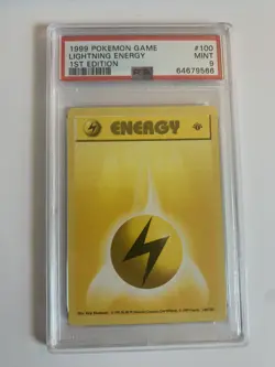 POKEMON Lightning Energy 1st Ed Shadowless Base PSA 9 MINT Non-Holo Card 100 - Image 1