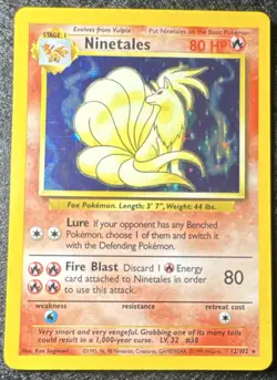 Ninetales 12/102 Pokemon Base Set Holo Rare 1999 Vintage Hologram Card✨💎💯FRESH - Image 1