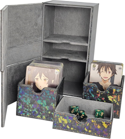 Card Deck Box for 200+ Sleeved Cards, Laser Leather Trading Card Storage Case wi - Image 2