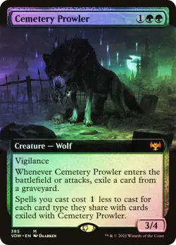 MTG FOIL Cemetery Prowler Extended Art - Innistrad: Crimson Vow #385 - Image 1