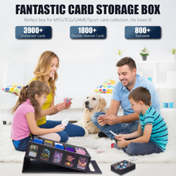 5 Row Trading Card Storage Box,Mtg Commander Deck Box with Window Dice Tray for - Image 2