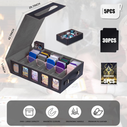 5 Row Trading Card Storage Box,Mtg Commander Deck Box with Window Dice Tray for - Image 5